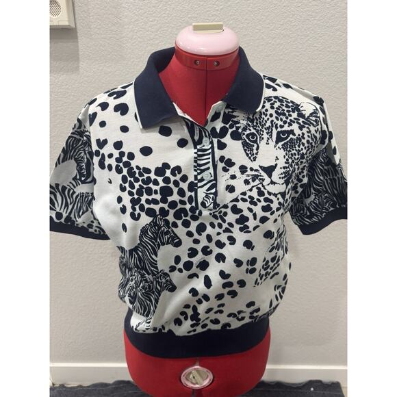 Leonard Sport Tops - M Size Leonard Sport Zebra,cheetah Animal Women's Polo Shirt, animalcore